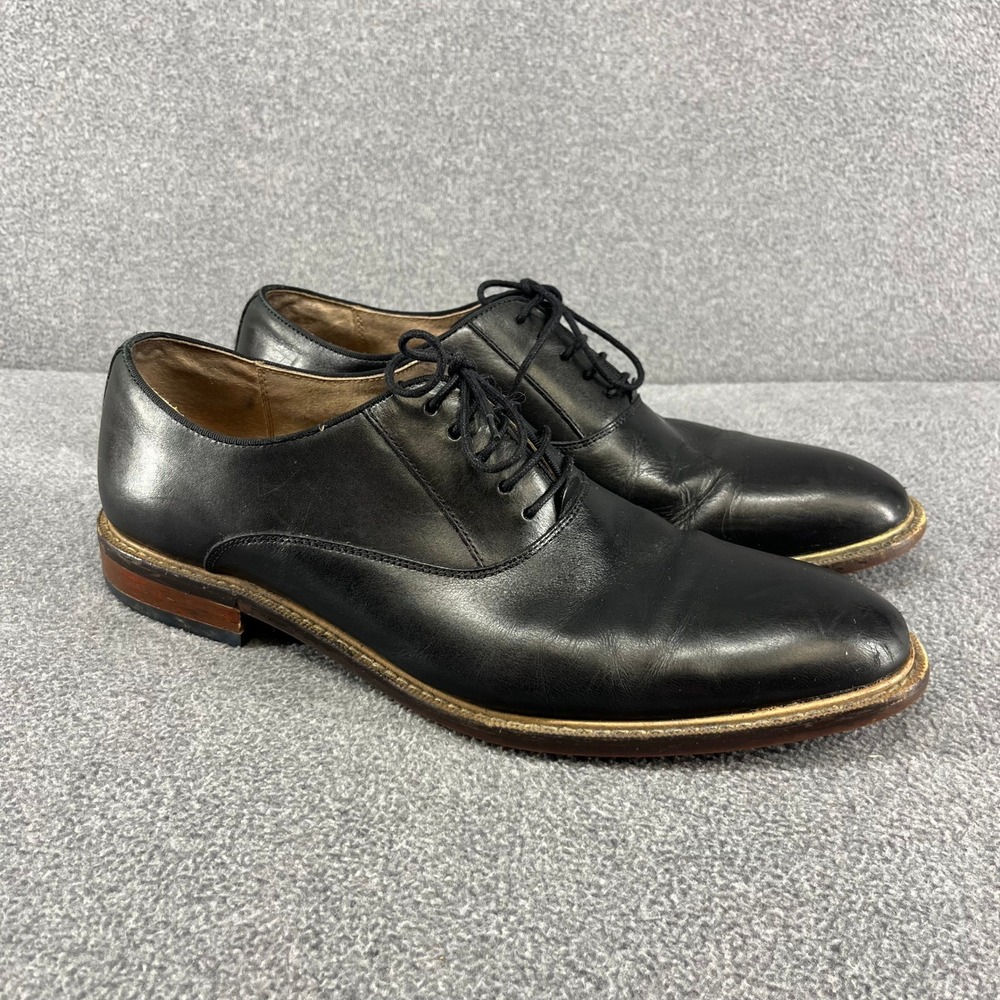Aston Grey Collection Black Leather Cap Toe Oxford Dress Shoes Mens‎ Size 11